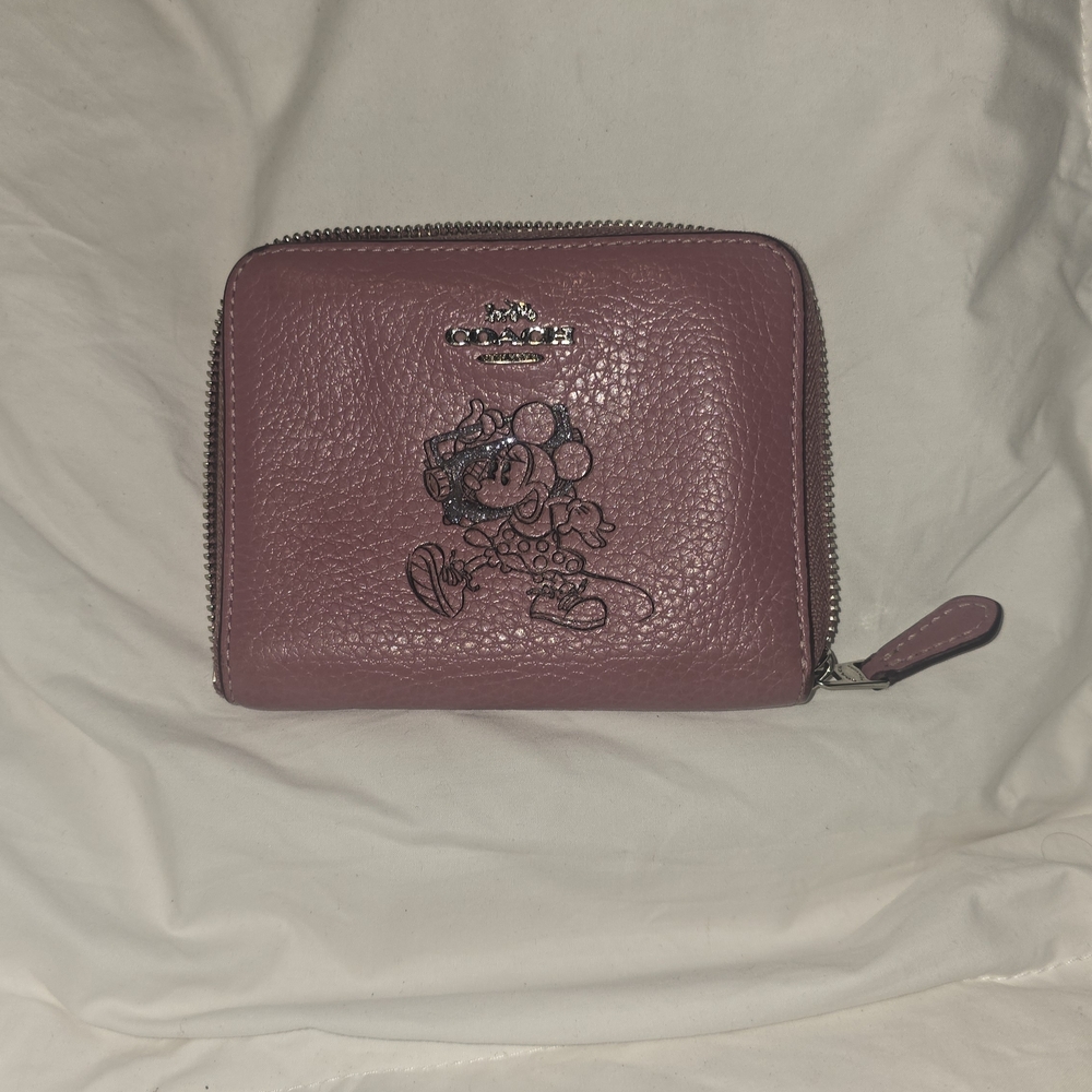 Coach Mauve Pebbled Leather Minnie Zip Wallet